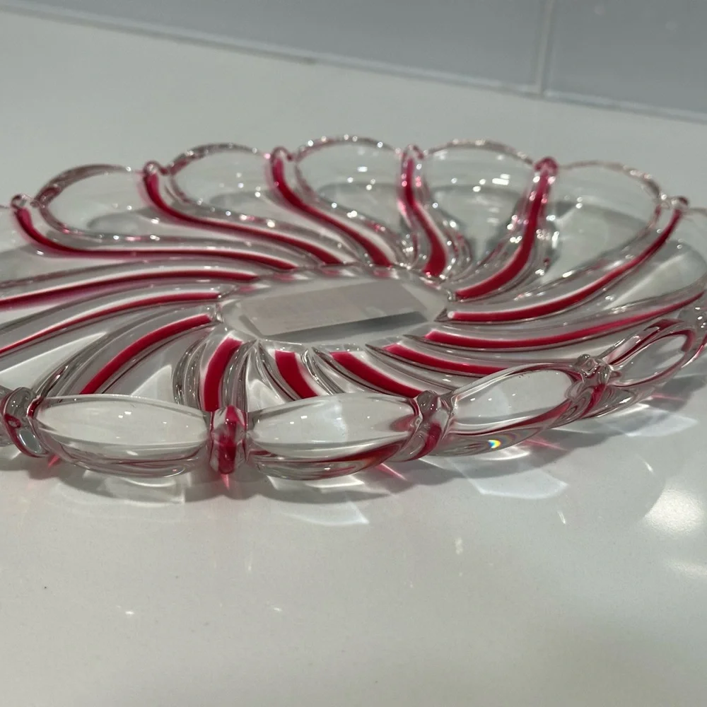 Vintage Mikasa Peppermint Red Swirl Candy Dish 9 1/2